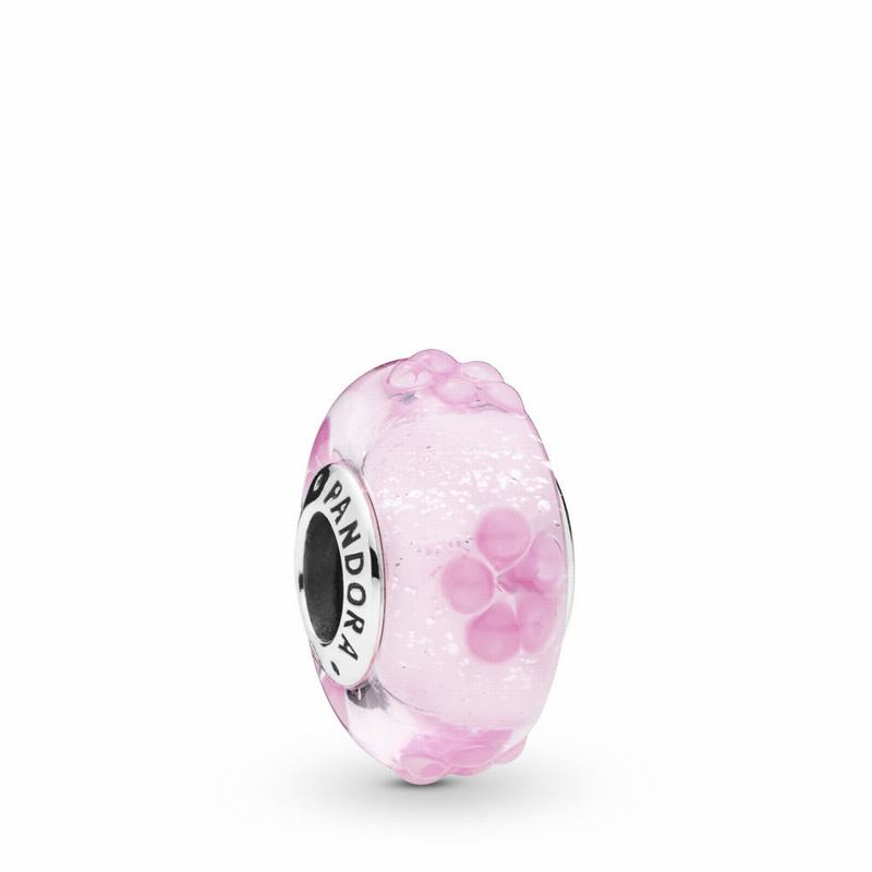 Pandora Pink Flower Glass Charm Ireland - Sterling Silver/Glass/Pink - 174532NMU